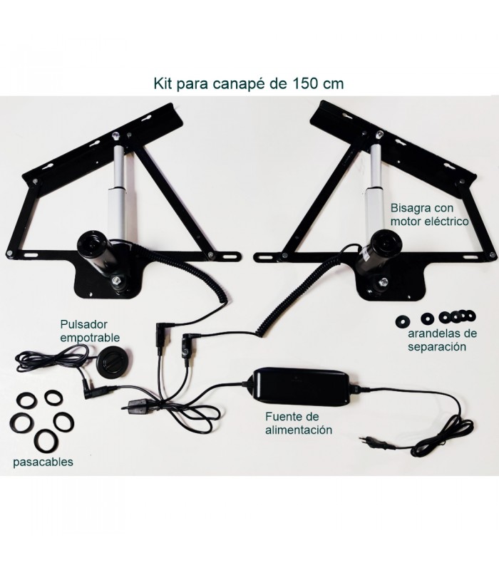 Kit completo de apertura motorizada para canapé de 150 cm