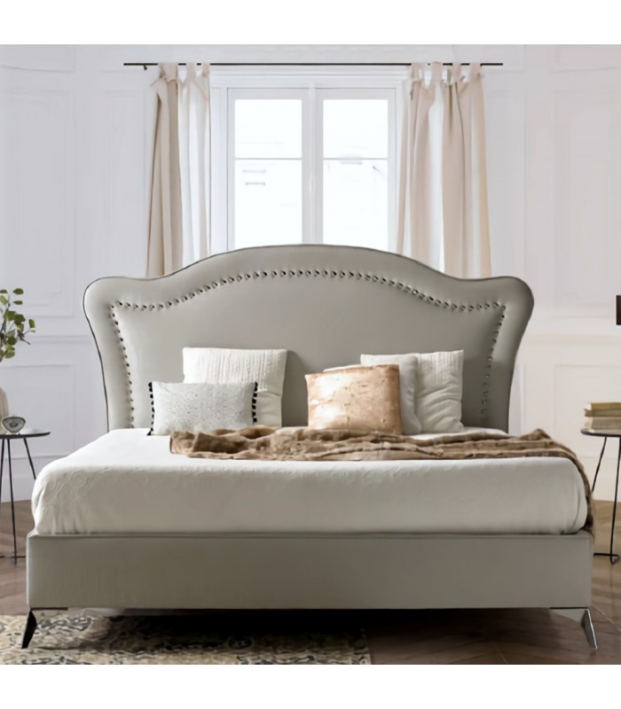 Cama S304 con somier articulado tapizada en Bengal Plata (serie 2)