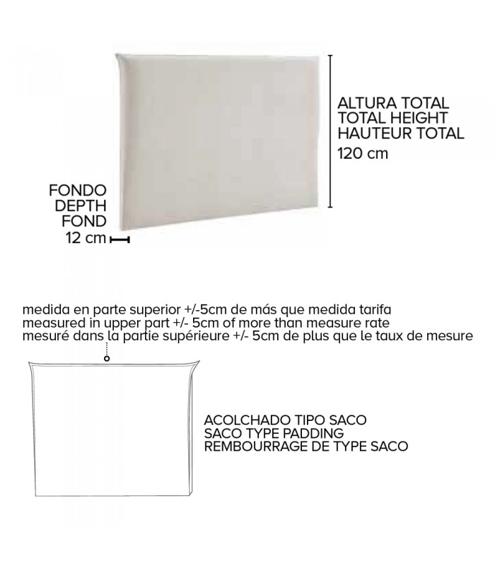 Cabecero tapizado Bali, medidas