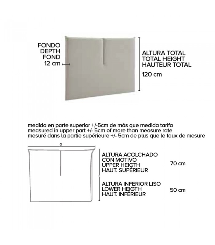 Cabecero tapizado Saona, medidas