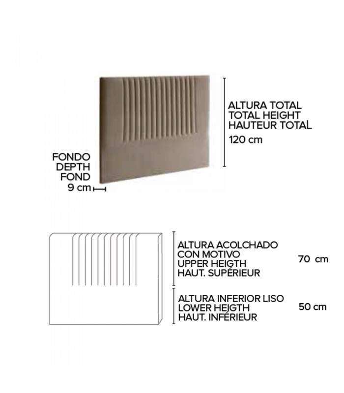 Cabecero tapizado California, medidas