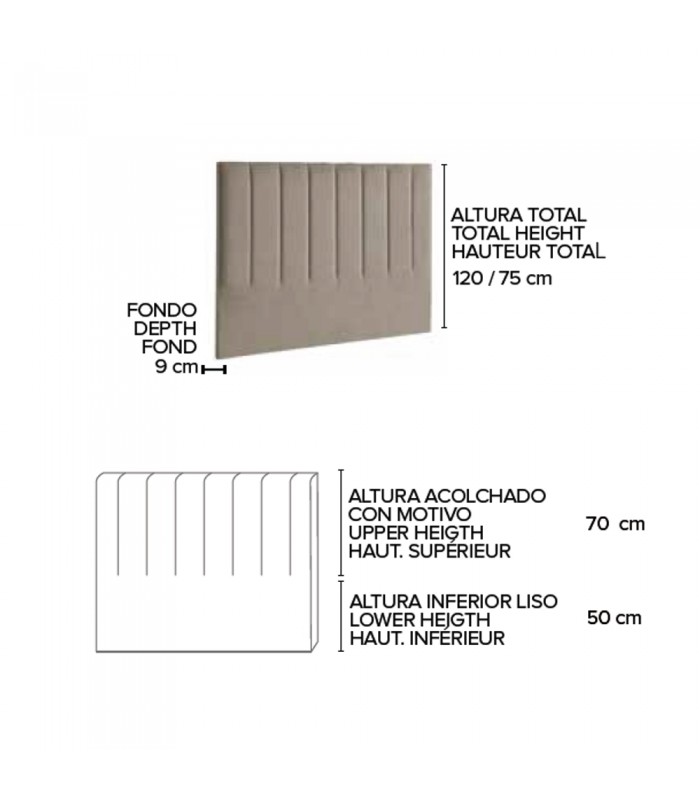 Cabecero tapizado Oslo, medidas