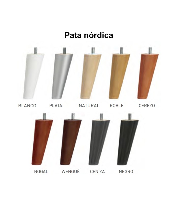 Colores disponibles para patas nórdicas