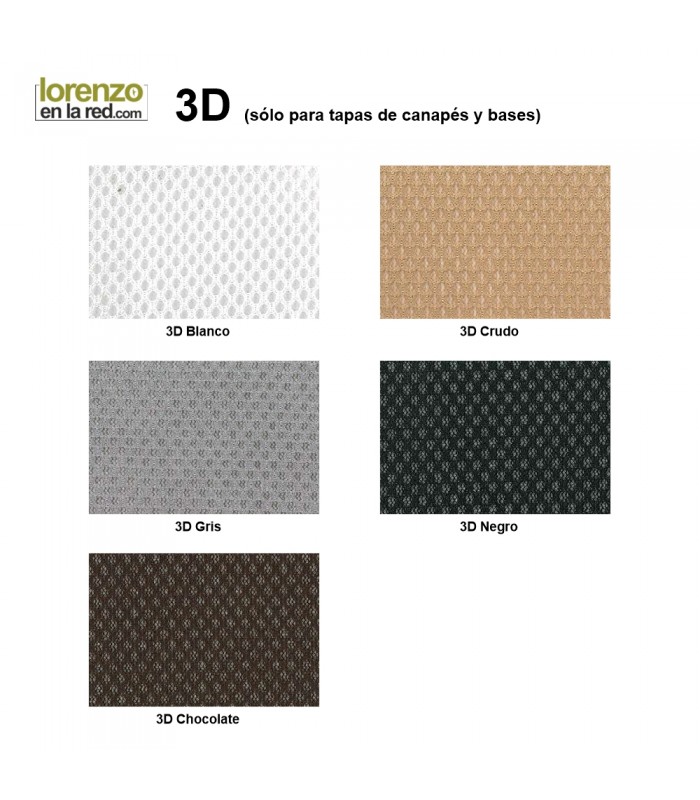 Colores disponibles para tejido 3D antideslizante