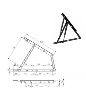 Conjunto de 2 bisagras de doble pistón para canapé abatible